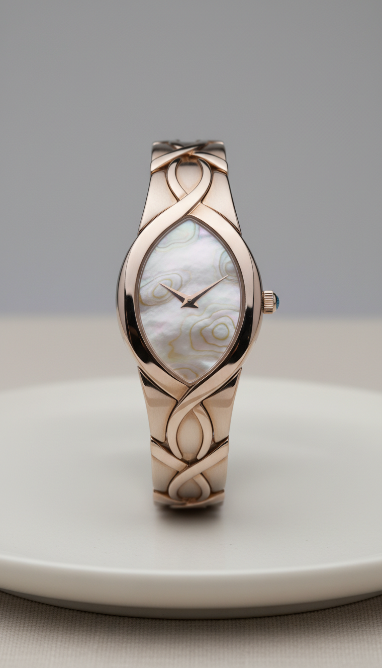 Mother-of-Pearl Watch with Satin Strap