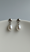Pearl Drop Earrings with Floating Setting